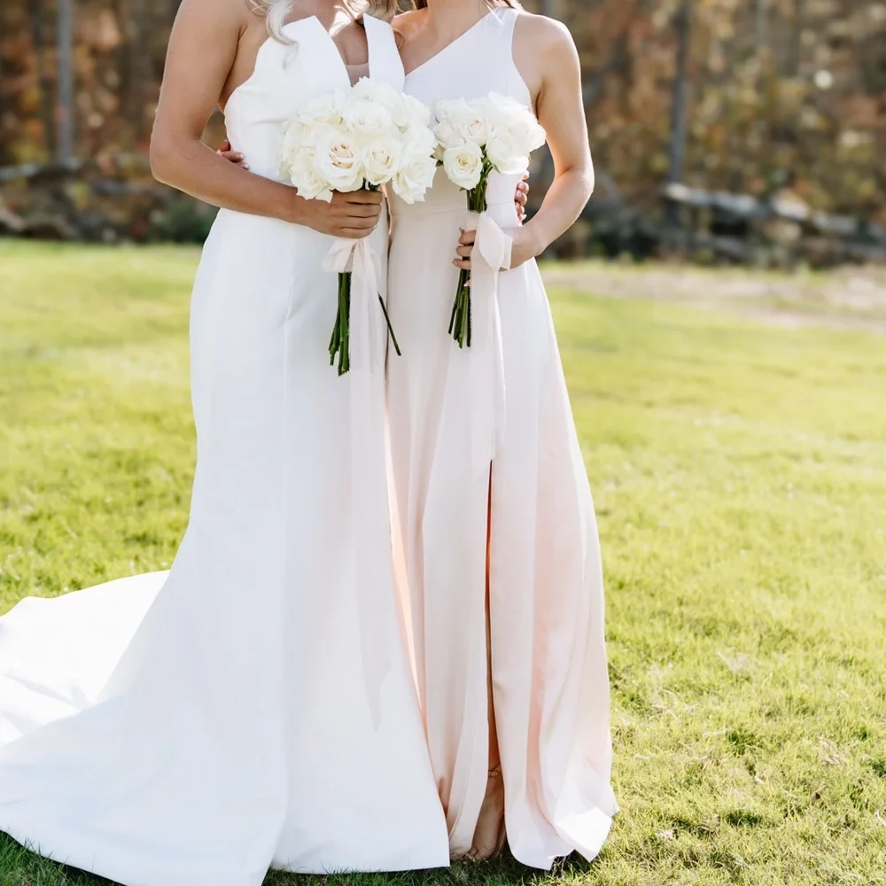 Birdy Gray champaign satin one shoulder dress - Picture 1 of 7